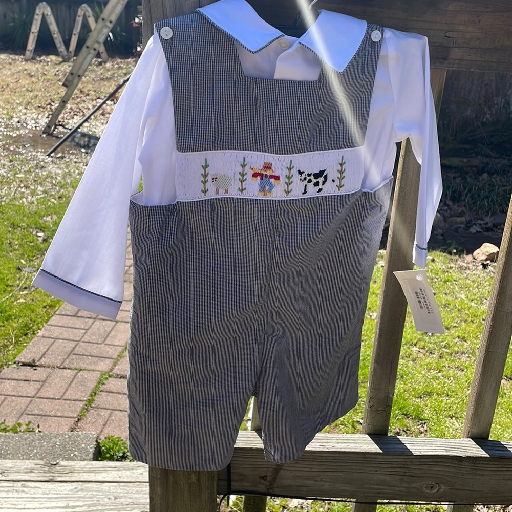 Anavini farm scarecrow cow sheep 24 months smocked NWT